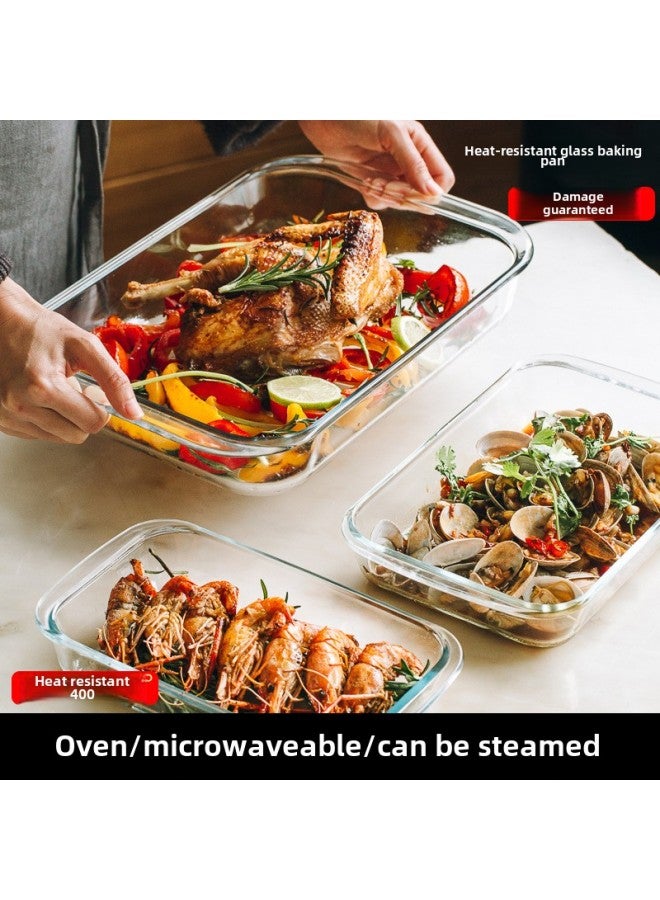 Heat Resistant Glass Fish Dish Household Steamed Fish Dish Large Baking Tray For Microwave Oven Heating Special Utensils Dinner Tray-Specifications:Square 1.1l Baking Pan (24 Pieces/box)-Capacity:0.9L-3.0L  - Image 1