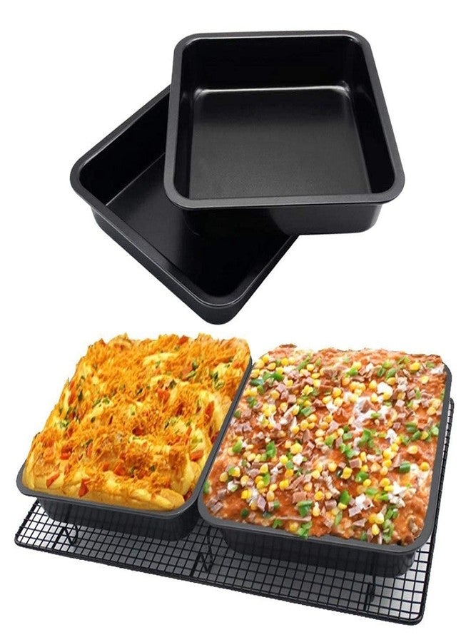 Xacton Bakeware Combo of 6 Carbon Steel Slot Muffin Tray with Square Cake Mould with Bread Loaf Pan for Microwave , Oven , OTG, Cooker - Image 2