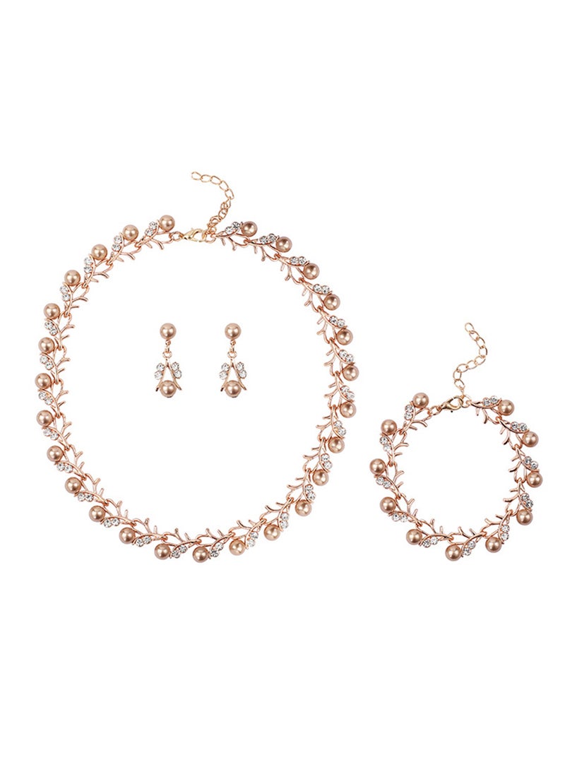 Sharpdo طقم مجوهرات مكون من 3 قطع من عقد اللؤلؤ وأقراط وسوار - Image 1