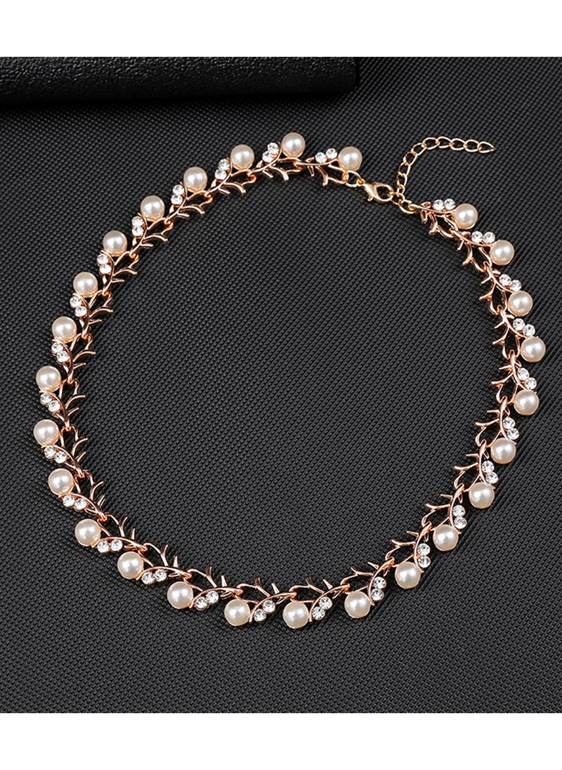 Sharpdo طقم مجوهرات مكون من 3 قطع من عقد اللؤلؤ وأقراط وسوار - Image 4