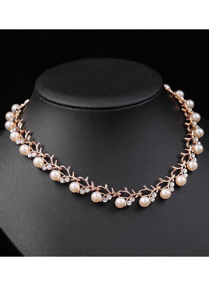 Sharpdo طقم مجوهرات مكون من 3 قطع من عقد اللؤلؤ وأقراط وسوار - Image 3