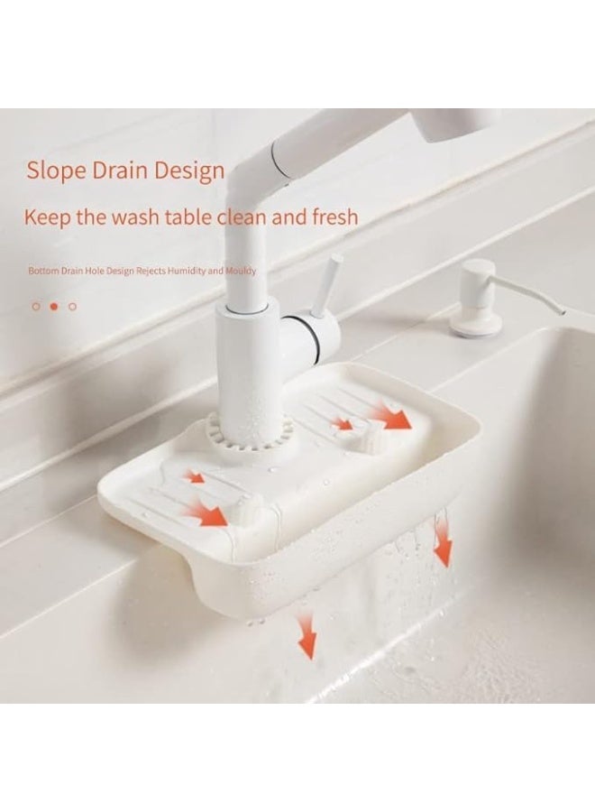 Faucet Splash-Proof Draining Rack,Faucet Splash Guard, Drip Catcher, Kitchen Sink Protection,sink Storage Rack Holder,silicone Faucet Handle Drip Catcher Tray,sink Protectors for Kitchen Sink - Image 2