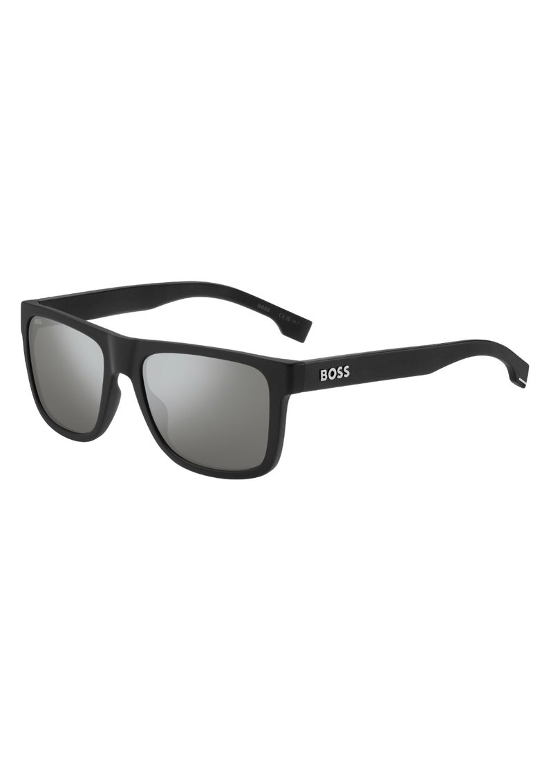 HUGO BOSS Men's UV Protection Rectangular Shape  Sunglasses BOSS 1647/S GREY 44 - Lens Size: 43.5 Mm - Mtt Black  - Image 1
