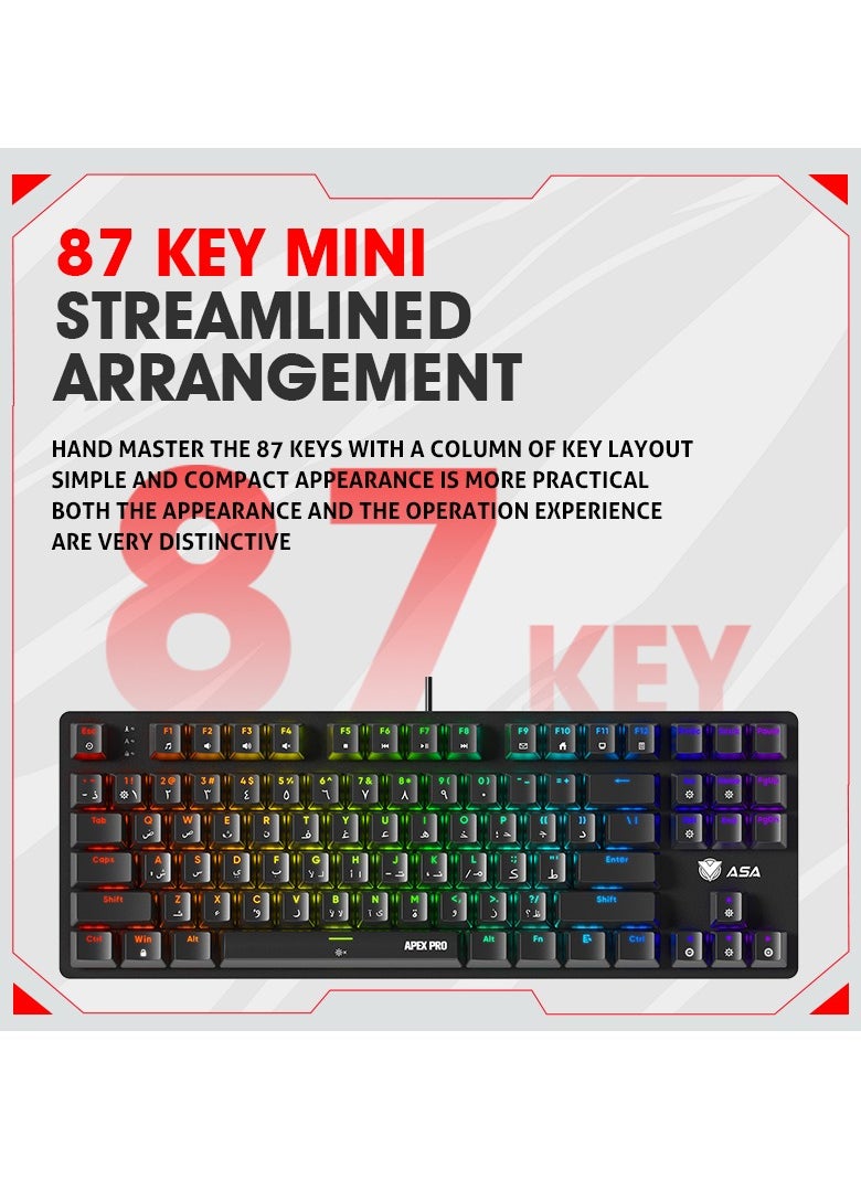 ASA - APEX PRO RGB Mechanical Gaming Keyboard For (PC) With 87 Keys - Wired - Image 1