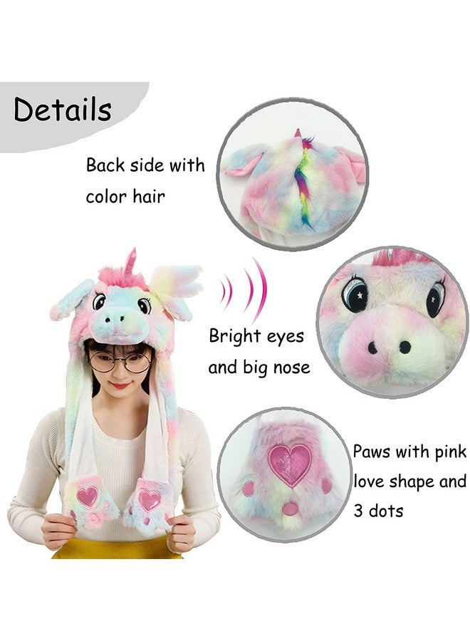Kiditos Plush Unicorn Hat, Ear Moving Jumping Hat, Funny LED Glowing Headwear Bunny Hat Cap for Women Girls, Multi - Image 3