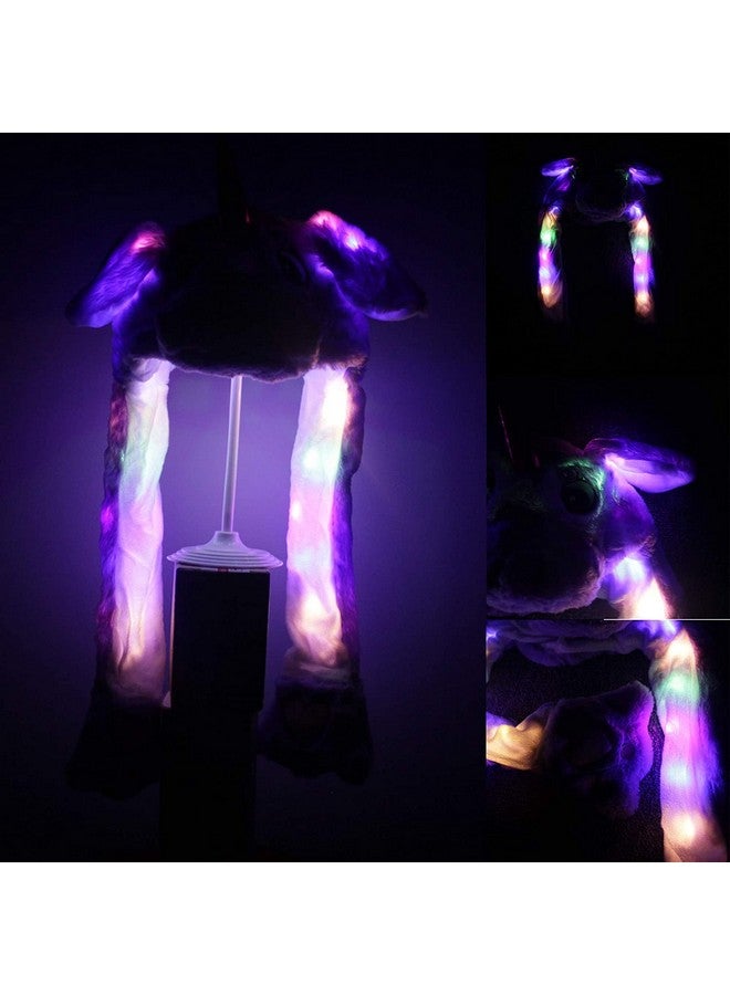 Kiditos Plush Unicorn Hat, Ear Moving Jumping Hat, Funny LED Glowing Headwear Bunny Hat Cap for Women Girls, Multi - Image 4