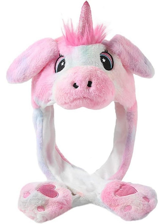 Kiditos Plush Unicorn Hat, Ear Moving Jumping Hat, Funny LED Glowing Headwear Bunny Hat Cap for Women Girls, Multi - Image 1