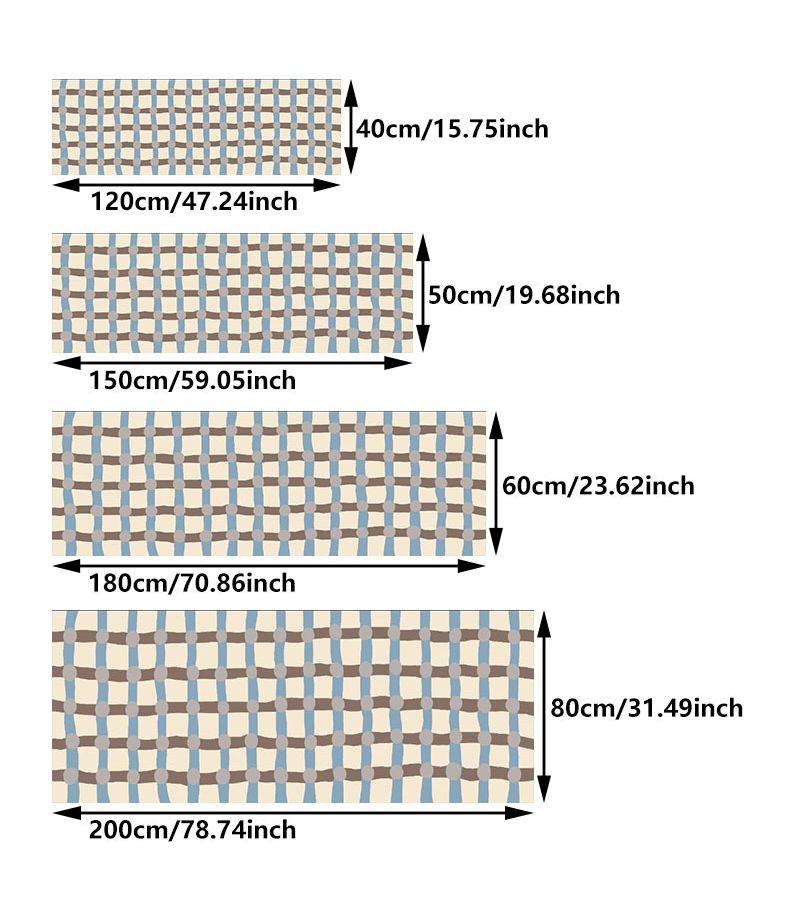 Velvet 1000G 8Mm Easy Blue And Brown Checkered Pattern Soft Faux Cashmere Rug For Bedroom Bedside Living Room Hallway Long Non Slip Decorative Carpet X-245-F 15.75x47.24inch - Image 3