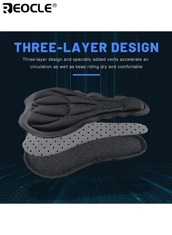 ريوكل وسادة مقعد دراجة مريحة مع امتصاص صدمات وسادة مقعد مضادة للغبار حماية مبطنة رغوة ناعمة تصميم ثلاثي الأبعاد قابل للتنفس مثالي للدراجات على الطرق والجبال - Image 2