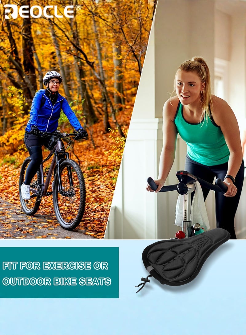 REOCLE Comfortable Bicycle Seat Cushion with Shock Absorption Dustproof Bike Seat Pad with Cushioned Protection Soft Foam Mat Breathable 3D Design ldeal for Road and Mountain Bike - Image 2