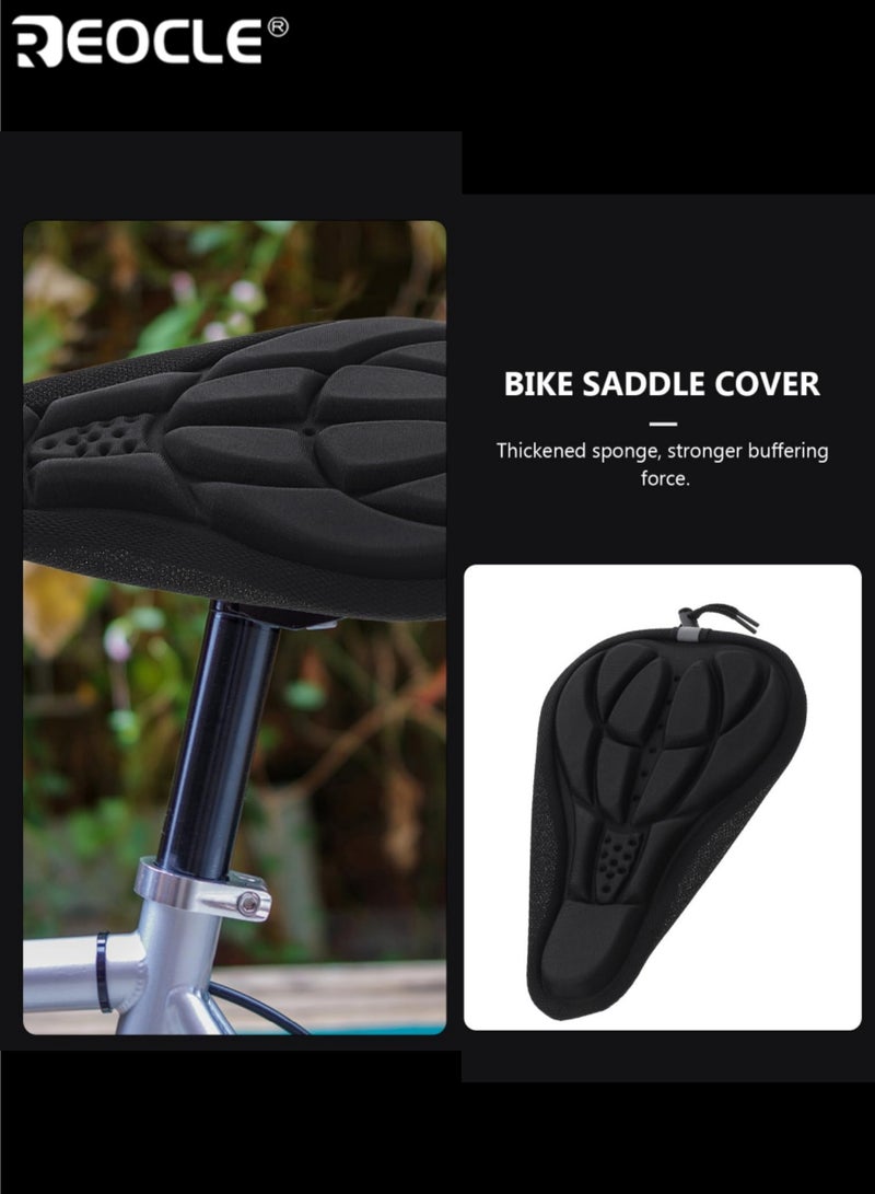 REOCLE Comfortable Bicycle Seat Cushion with Shock Absorption Dustproof Bike Seat Pad with Cushioned Protection Soft Foam Mat Breathable 3D Design ldeal for Road and Mountain Bike - Image 3