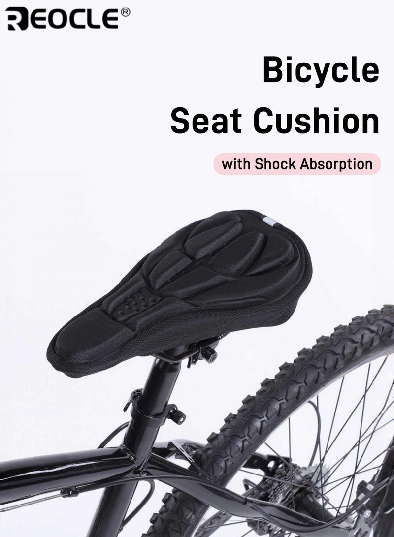REOCLE Comfortable Bicycle Seat Cushion with Shock Absorption Dustproof Bike Seat Pad with Cushioned Protection Soft Foam Mat Breathable 3D Design ldeal for Road and Mountain Bike - Image 1