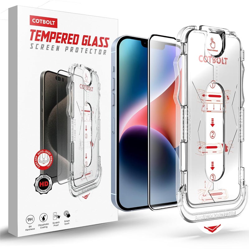 Cotbolt Tempered Glass for iPhone 13/13 Pro / 14 / 16e Tempered Glass Screen Protector with (Easy Installation Kit) Anti Scratch, Bubble Free - Image 3
