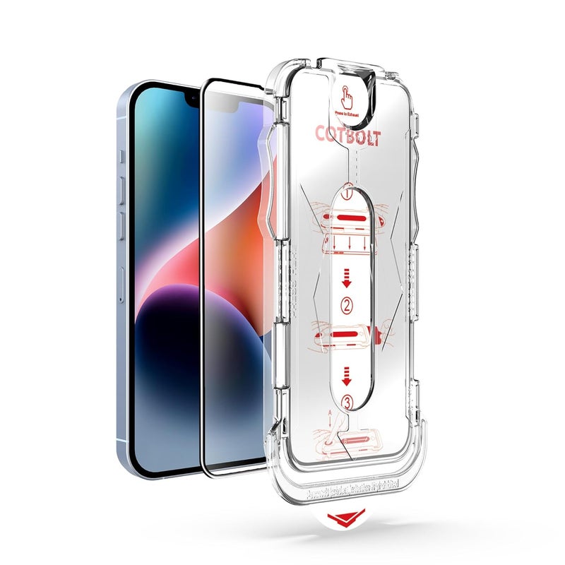 Cotbolt Tempered Glass for iPhone 13/13 Pro / 14 / 16e Tempered Glass Screen Protector with (Easy Installation Kit) Anti Scratch, Bubble Free - Image 1