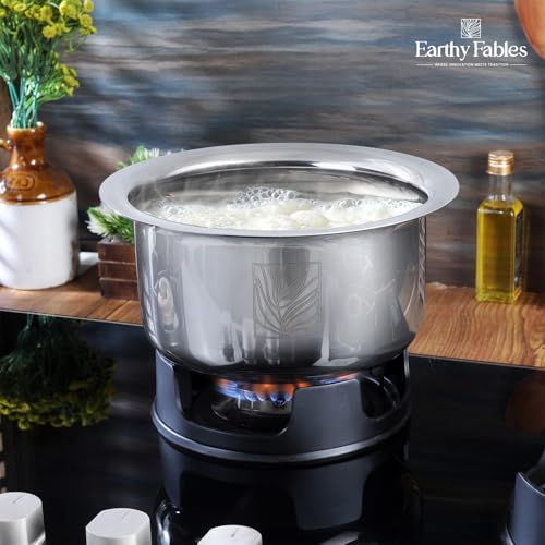 Earthy Fables Stainless Steel Tope/Patila/Bhogona/Tapeli for Milk, Boiling – 1kg, Heaviest in Class, Better Nutrition & Heat Distribution, Uses Less Oil & Gas, Stove & Induction Bottom, 19 cm, 2.5 L - Image 2