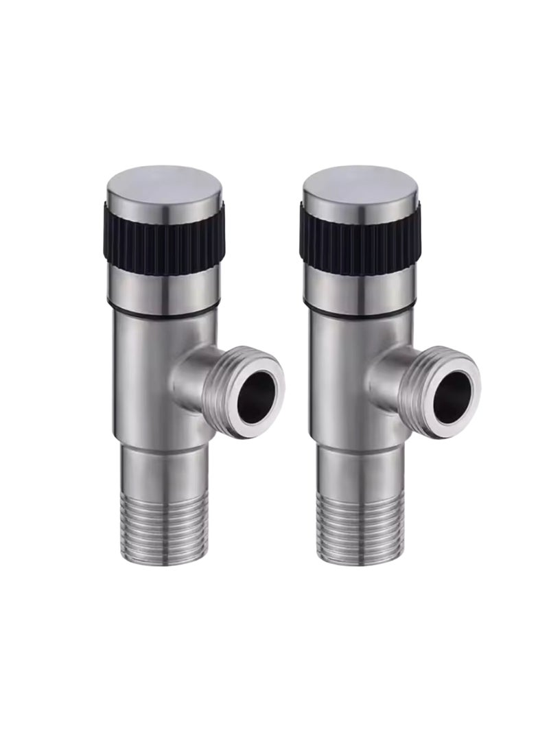 Generic - 2 Pieces Angle Valve 1/2 Hose Connector Full Stainless Still WC and Hand Shattaf Connection Water Control Valve Faucet Valve For Bathroom Toilet Bidet Shower - Image 1