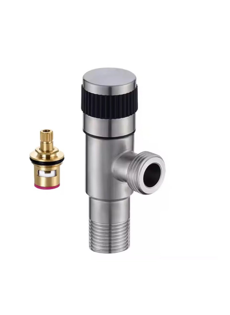 Generic - 2 Pieces Angle Valve 1/2 Hose Connector Full Stainless Still WC and Hand Shattaf Connection Water Control Valve Faucet Valve For Bathroom Toilet Bidet Shower - Image 1
