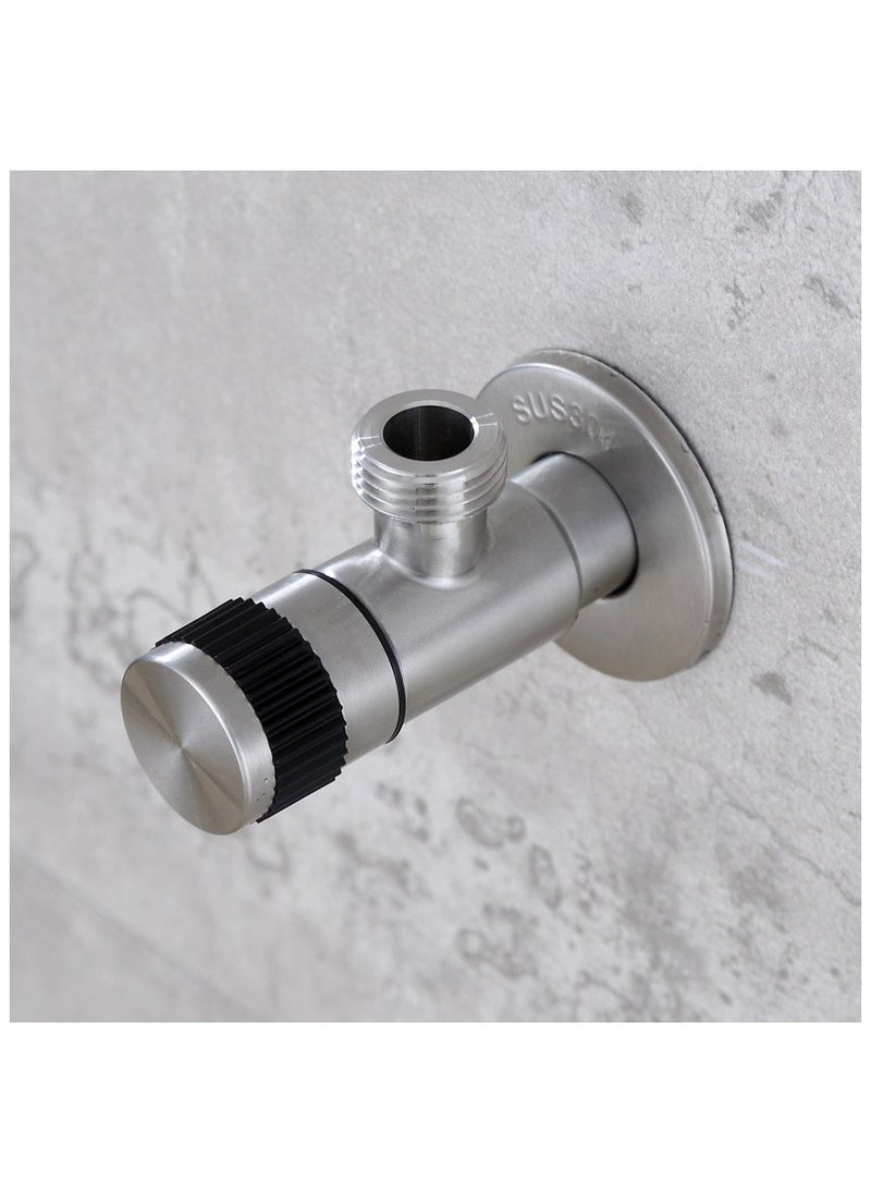 Generic - 2 Pieces Angle Valve 1/2 Hose Connector Full Stainless Still WC and Hand Shattaf Connection Water Control Valve Faucet Valve For Bathroom Toilet Bidet Shower - Image 1