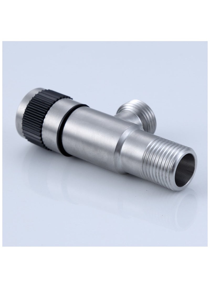 Generic - 2 Pieces Angle Valve 1/2 Hose Connector Full Stainless Still WC and Hand Shattaf Connection Water Control Valve Faucet Valve For Bathroom Toilet Bidet Shower - Image 1