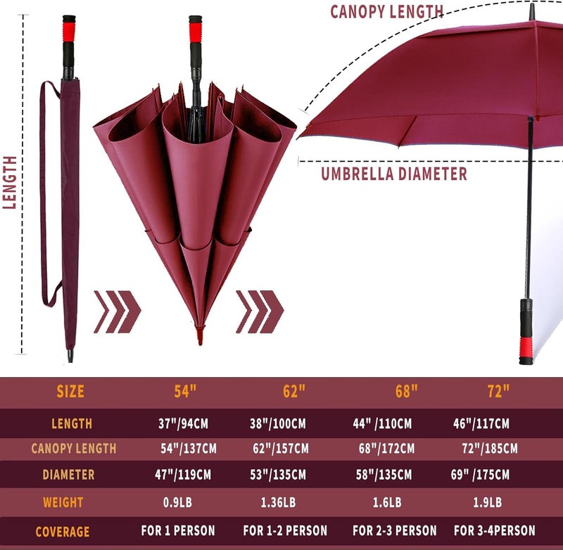 SIEPASA Golf Umbrella Large 62/68/72 Inch Automatic Open Golf Umbrella Extra Large Oversize Double Canopy Vented Umbrella Windproof Waterproof for Men and Women. - Image 4