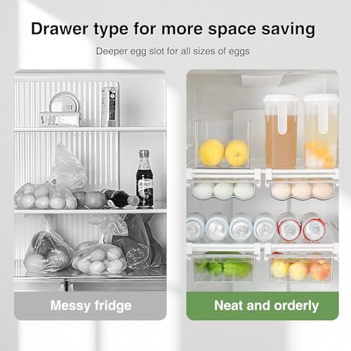 House of Quirk Egg Drawer for Refrigerator, Snap-on 18 Egg Holder for Refrige, Pull-Out Egg Shelf Drawers, Fit for Fridge Shelf Under (Transparent) - Image 4