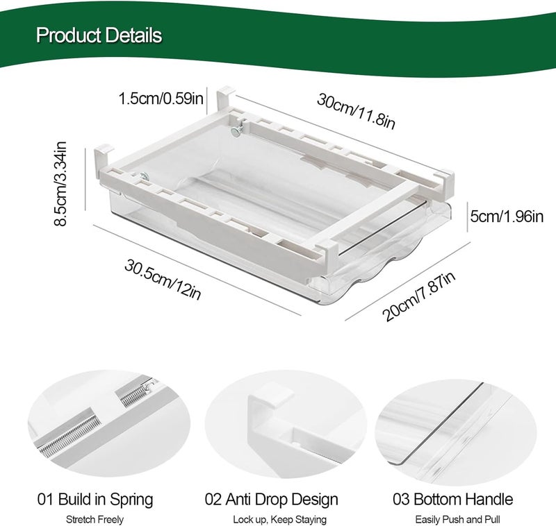 House of Quirk Egg Drawer for Refrigerator, Snap-on 18 Egg Holder for Refrige, Pull-Out Egg Shelf Drawers, Fit for Fridge Shelf Under (Transparent) - Image 3