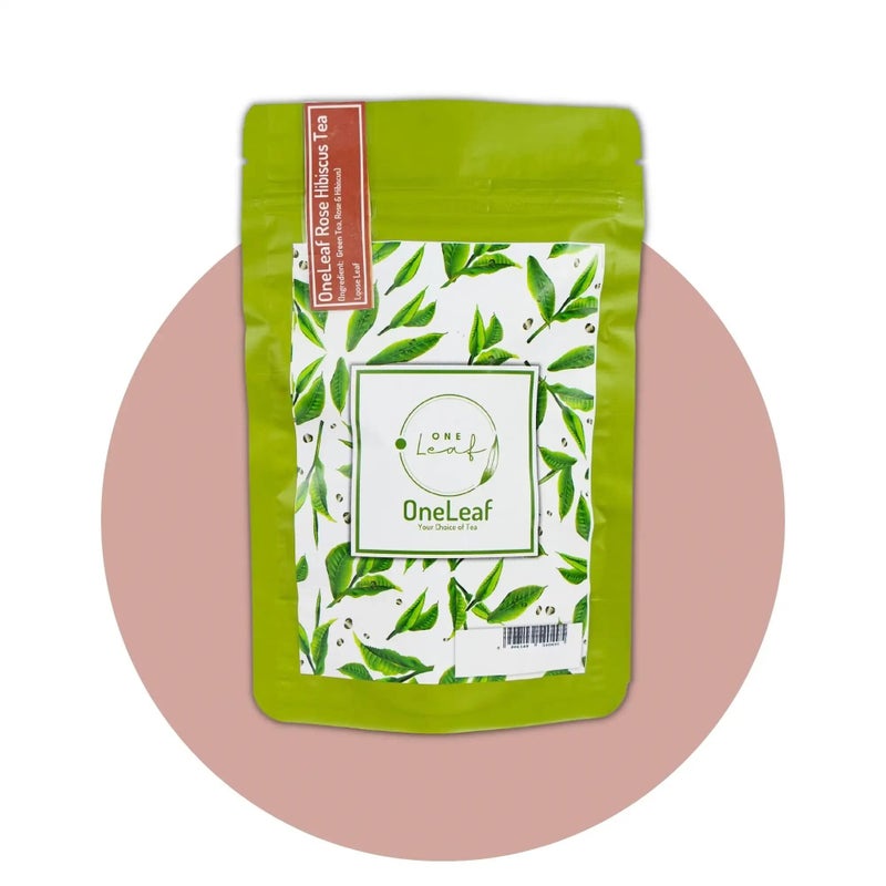 OneLeaf Rose Hibiscus Tea for Hair Growth|Natural Hibiscus and Rose Extract Tea|Relaxing, Calming Cold Moctail Tea- 200 gm Pouch (Pack of 1) - Image 1