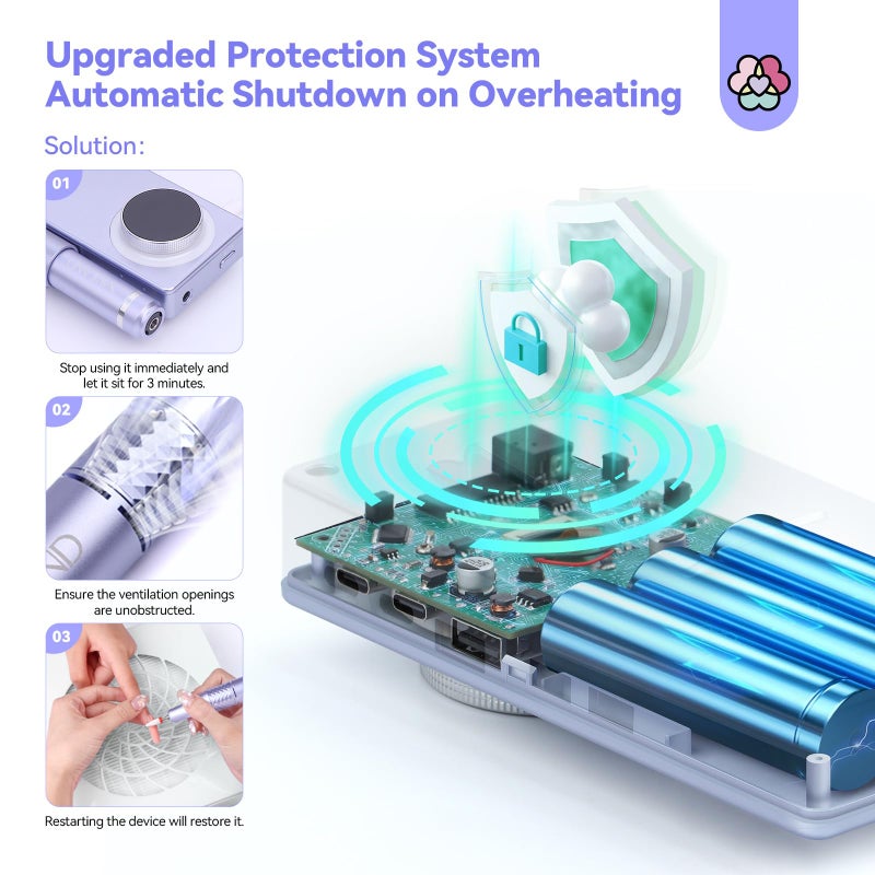 SAVILAND 50000RPM Nail Drill for Acrylic: 2025 Pro High Tech Fast Removal Electric Nails Drill Kit 6000mAh Rechargeable Machine Professional Drill Bit Nail File Buffer Tools Salon Manicure Pedicure - Image 2