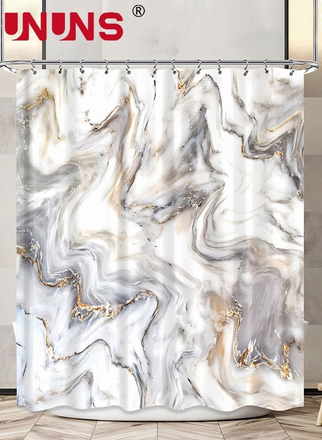 UNUNS 180*180CM Shower Curtain for Bathroom with Hooks, Abstract Modern Luxury Geometric Home Decor Art Print Waterproof Striped Fabric, Weighted Hem,Waterproof Bath Accessories - Machine Washable  - Image 5