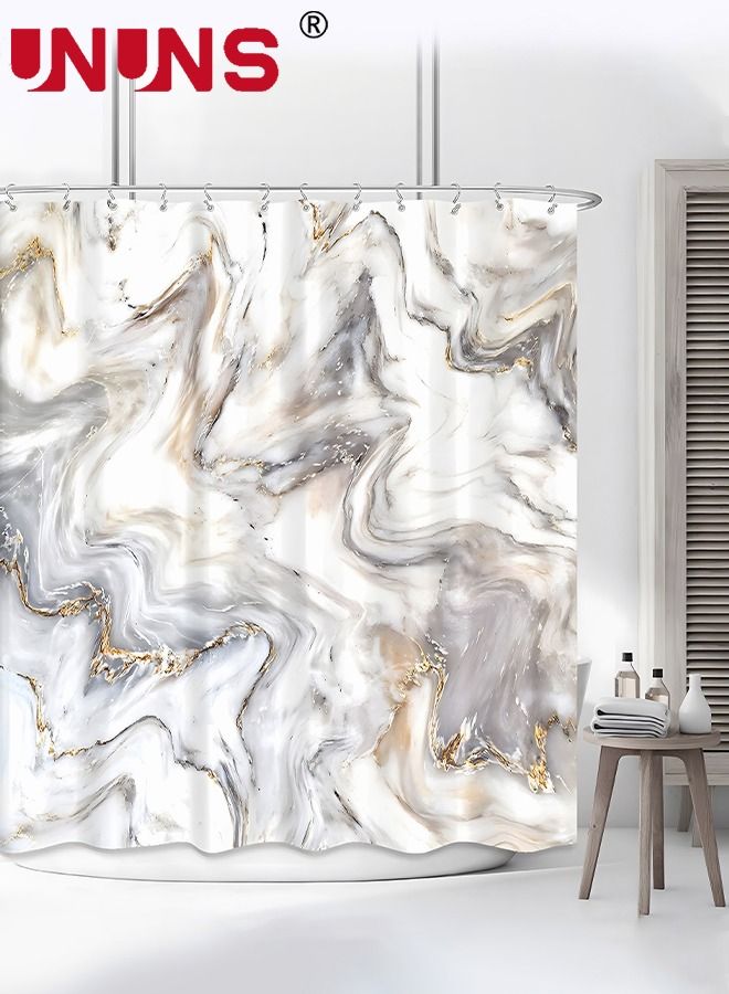 UNUNS 180*180CM Shower Curtain for Bathroom with Hooks, Abstract Modern Luxury Geometric Home Decor Art Print Waterproof Striped Fabric, Weighted Hem,Waterproof Bath Accessories - Machine Washable  - Image 1
