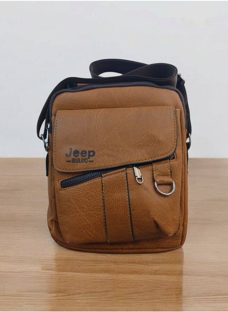 Jeep Buluo Men's Leather Cross Bag  Brown 