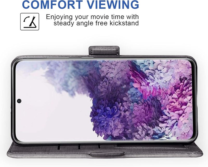 Asuwish Compatible With Samsung Galaxy S20 Plus Glaxay S20+ 5G Wallet Case Tempered Glass Screen Protector And Flip Cover Card Holder Cell Phone Cases For Gaxaly S20+5G S20Plus 20S + S 20 20+ G5 Gray - Image 4