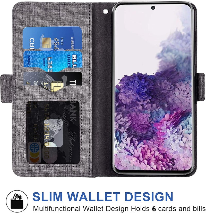 Asuwish Compatible With Samsung Galaxy S20 Plus Glaxay S20+ 5G Wallet Case Tempered Glass Screen Protector And Flip Cover Card Holder Cell Phone Cases For Gaxaly S20+5G S20Plus 20S + S 20 20+ G5 Gray - Image 3