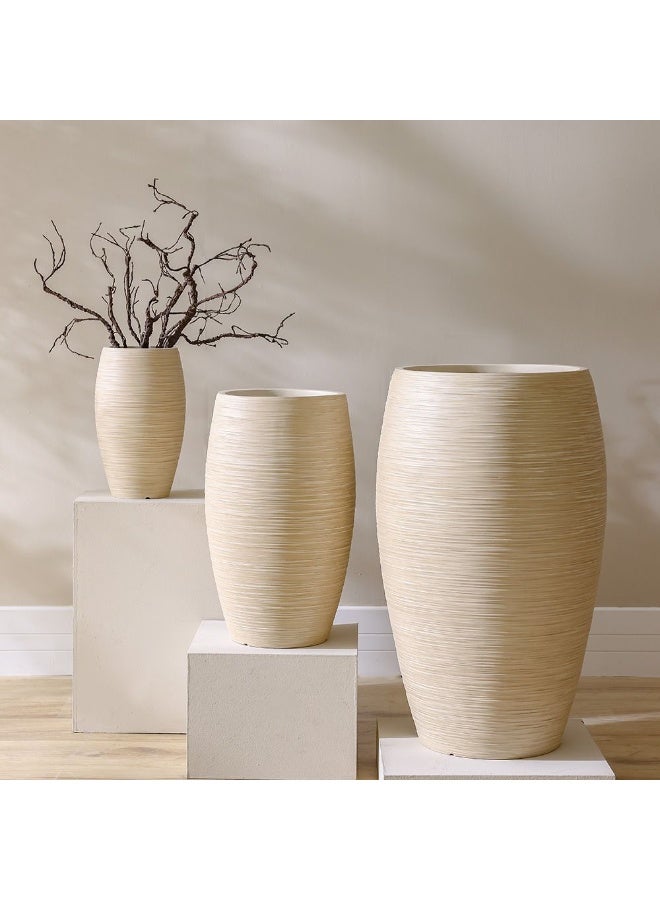 DANUBE HOME وعاء فايبر كلاي بتشطيب رملي مضغوط - مزهرية خفيفة الوزن مقاومة للعوامل الجوية للشرفات والمدخل والنباتات الداخلية في المنازل - 24×24×39 سم - Image 3