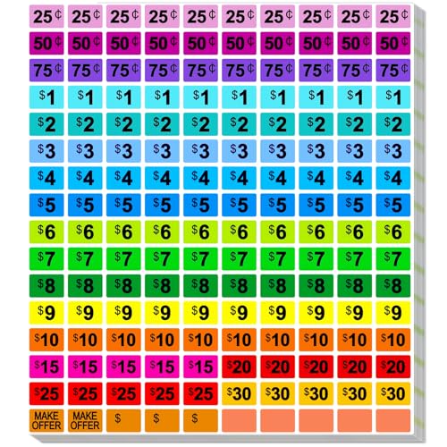 Darfukei Garage Sale Stickers, 2400 PCS 3/4 Inch*1/2 Inch Price Stickers for Yard Sales, Flea Markets, County Fairs & Retail Use, Pricemarker Labels, Colorful Price Tags - Image 1