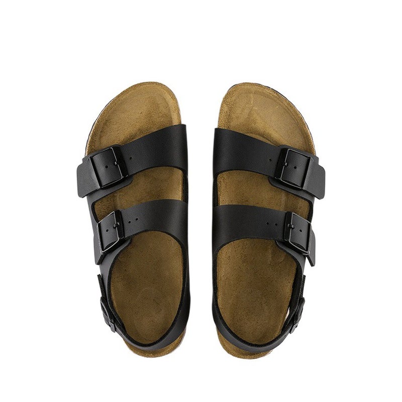 Full Cowhide Genuine Leather Double-Breasted Cork Birkenstock Shoes for Men and Women, Retro Versatile Birkenstock Shoes, Thick-Soled Flats Sandals - Image 2
