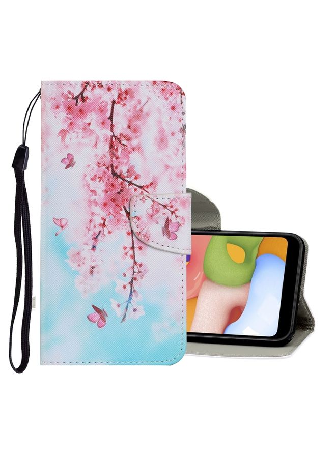 Case Cover For Xiaomi Redmi Note 9 Coloured Drawing Pattern Horizontal Flip PU Leather Case with Holder & Card Slots & Wallet & Lanyard Cherry Blossoms