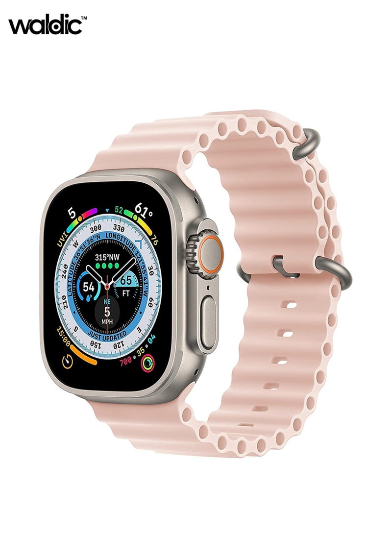Waldic - Apple Watch Series 10 9 8 7 6 5 4 3 2 1 SE, Silicone Band Soft Silicone Waterproof Strap Wristbands Compatible with iWatch Apple Watch Series Ultra 49mm 46mm 45mm 44mm 42mm - Pink Sand - Image 1