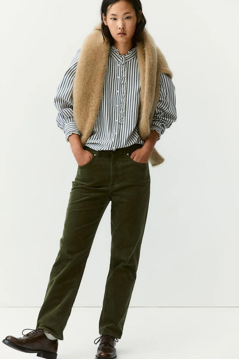 H&M Frill-Trimmed Twill Blouse