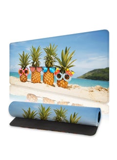 Large Gaming Mouse Pad Fun Beach Pineapple ( 70cm x 30cm x 2 mm )Computer Keyboard Mouse Pad with Non-Slip Base and Stitched Edge for Home, Office, Gaming and Work