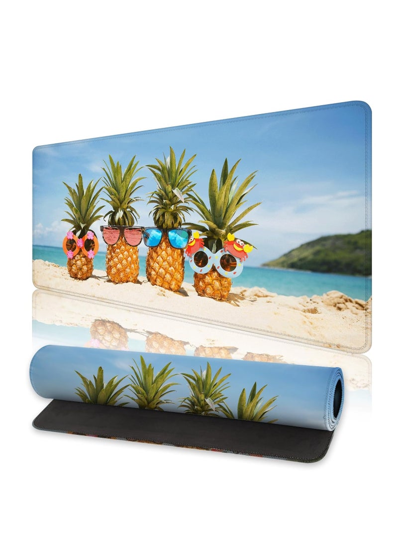 Generic - Large Gaming Mouse Pad Fun Beach Pineapple ( 70cm x 30cm x 2 mm )Computer Keyboard Mouse Pad with Non-Slip Base and Stitched Edge for Home, Office, Gaming and Work - Image 1