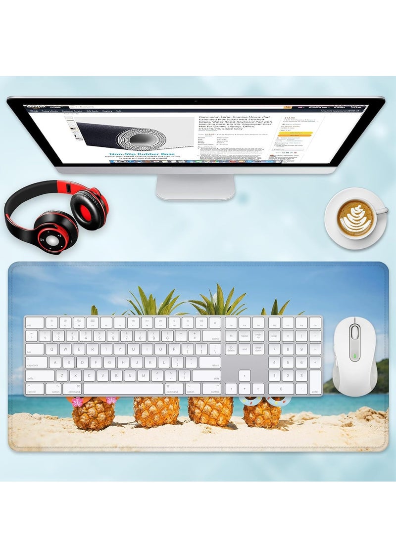 Generic - Large Gaming Mouse Pad Fun Beach Pineapple ( 70cm x 30cm x 2 mm )Computer Keyboard Mouse Pad with Non-Slip Base and Stitched Edge for Home, Office, Gaming and Work - Image 1