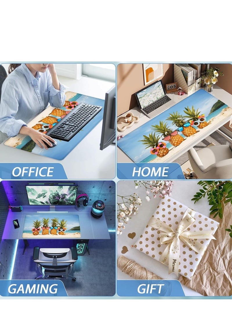 Generic - Large Gaming Mouse Pad Fun Beach Pineapple ( 70cm x 30cm x 2 mm )Computer Keyboard Mouse Pad with Non-Slip Base and Stitched Edge for Home, Office, Gaming and Work - Image 1