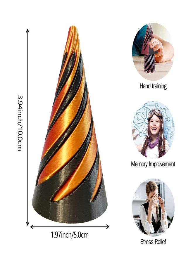 utosday Impossible Cone-3D Printed Spiral Cone Fidget Toy, Helix Nut Spiral Cone Fidget Toy, 4inch Impossible Pyramid Passthrough Sculpture Pass Through Pyramid for Home Office Desk Stress Relief - Image 3