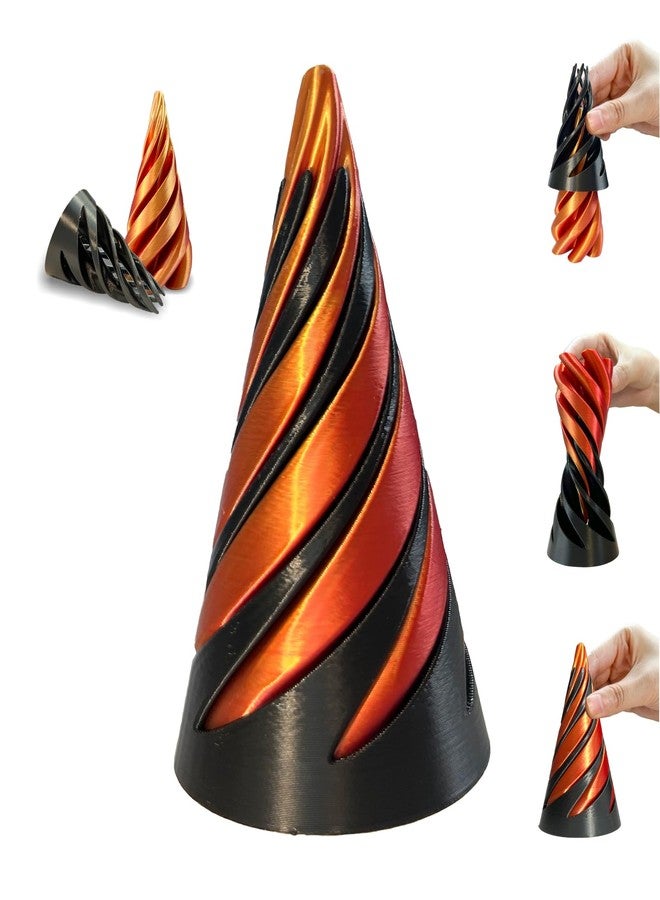 utosday Impossible Cone-3D Printed Spiral Cone Fidget Toy, Helix Nut Spiral Cone Fidget Toy, 4inch Impossible Pyramid Passthrough Sculpture Pass Through Pyramid for Home Office Desk Stress Relief - Image 1