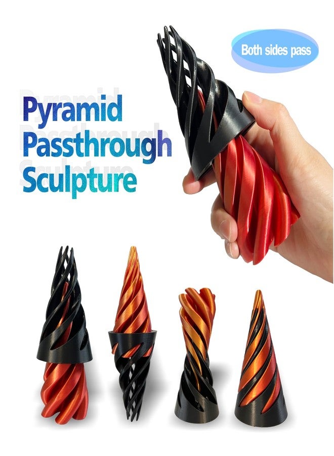 utosday Impossible Cone-3D Printed Spiral Cone Fidget Toy, Helix Nut Spiral Cone Fidget Toy, 4inch Impossible Pyramid Passthrough Sculpture Pass Through Pyramid for Home Office Desk Stress Relief - Image 2