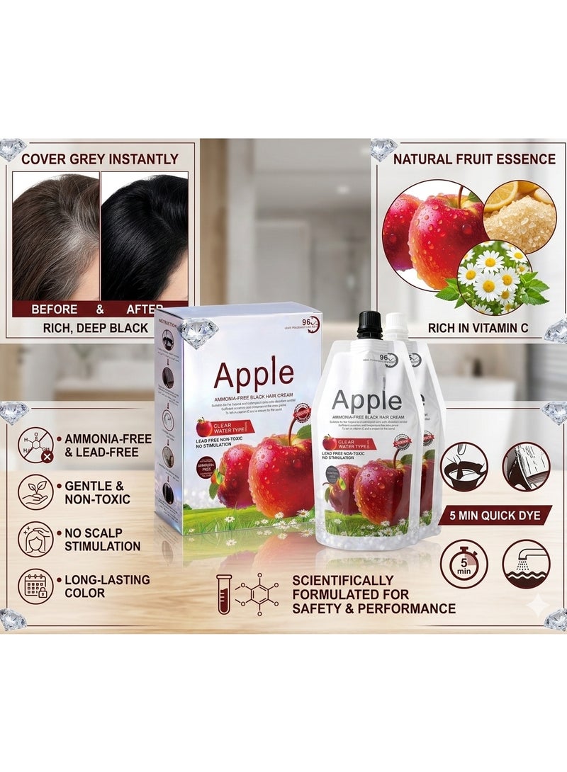 Apple Black Apple Ammonia Free Black Hair Dye Cream Apple Hair Color 96 Plant Fruit Color Hair Dye - Image 5