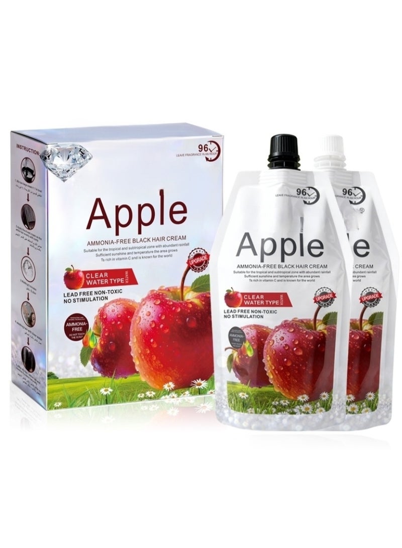 Apple Black Apple Ammonia Free Black Hair Dye Cream Apple Hair Color 96 Plant Fruit Color Hair Dye - Image 1