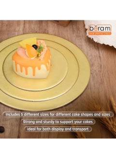 Beram Disposable Cake Boards, Set of 5, Round and Reusable, Kitchen Serving Plates, Food-Grade Cardboard, for Cakes, Cupcakes, Cookies, and More  - Image 3