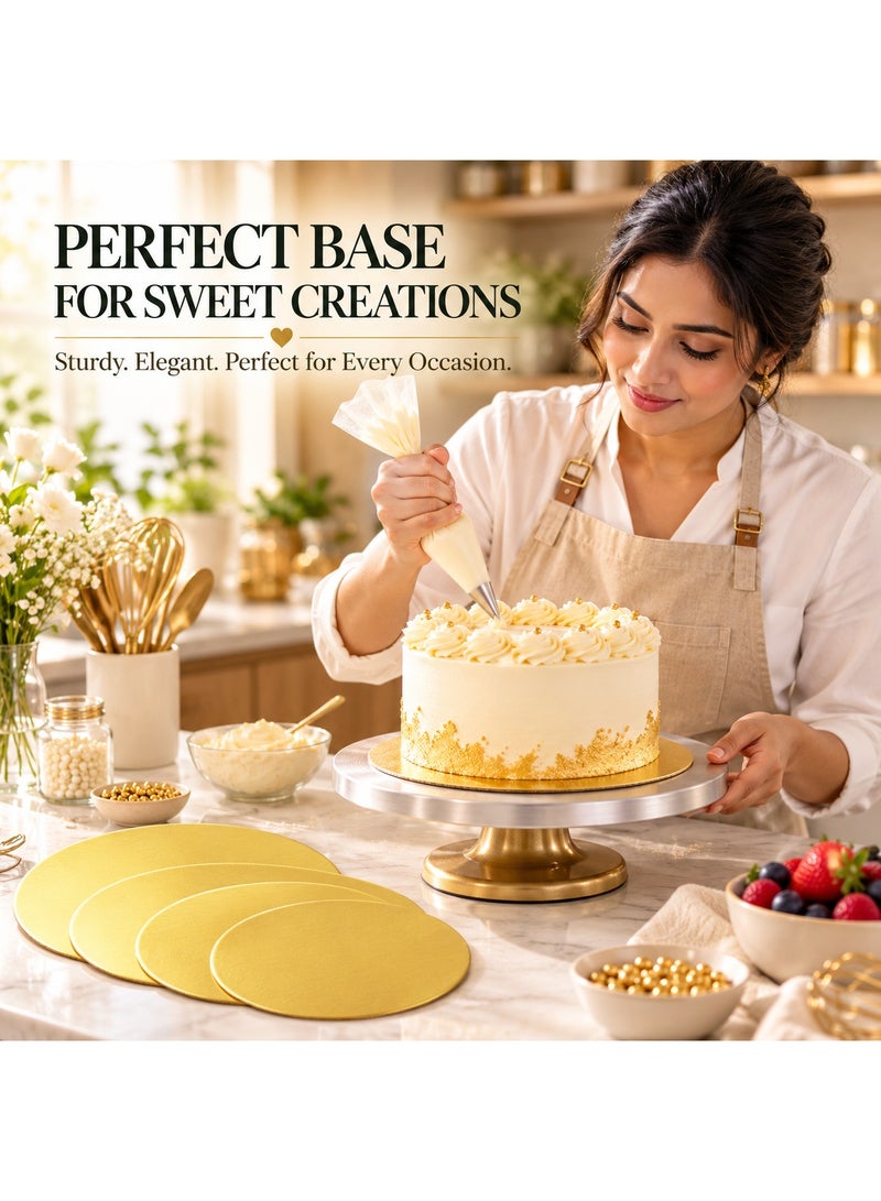 BERAM Gold Cake Boards Set, Round Cake Base Boards in Assorted Sizes, Sturdy Metallic Cake Display Boards for Birthday, Wedding, Anniversary & Celebration Cakes, Elegant Dessert Presentation - Image 5